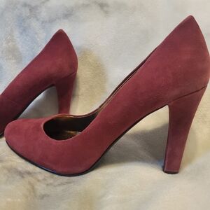 Ralph Lauren Burgundy Suede Heels
